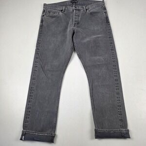 Tom Ford Selvedge Jeans Mens 38x30 Gray Straight Denim USA Medium Wash Button